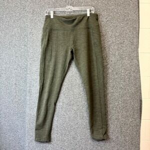 Woolx Piper Leggings Womens Large Olive Green Merino Wool Pockets Yoga Pants